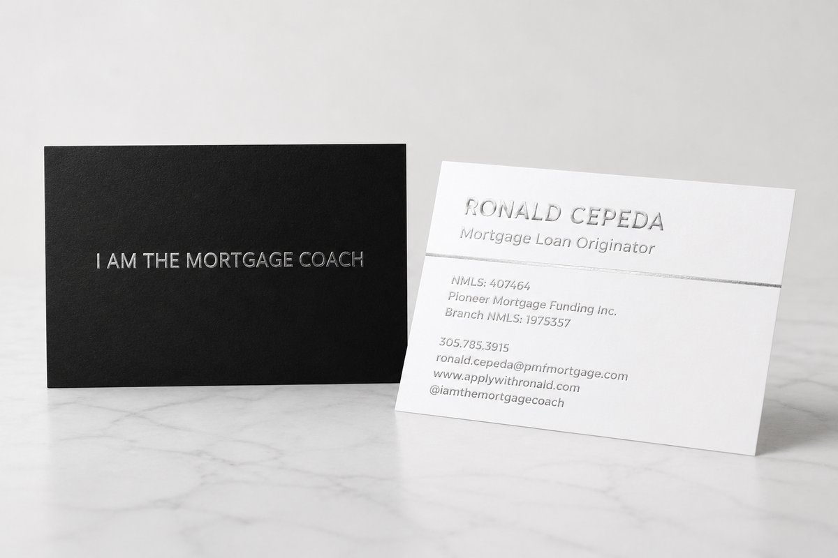 Custom letterpress business cards for a mortgage professional