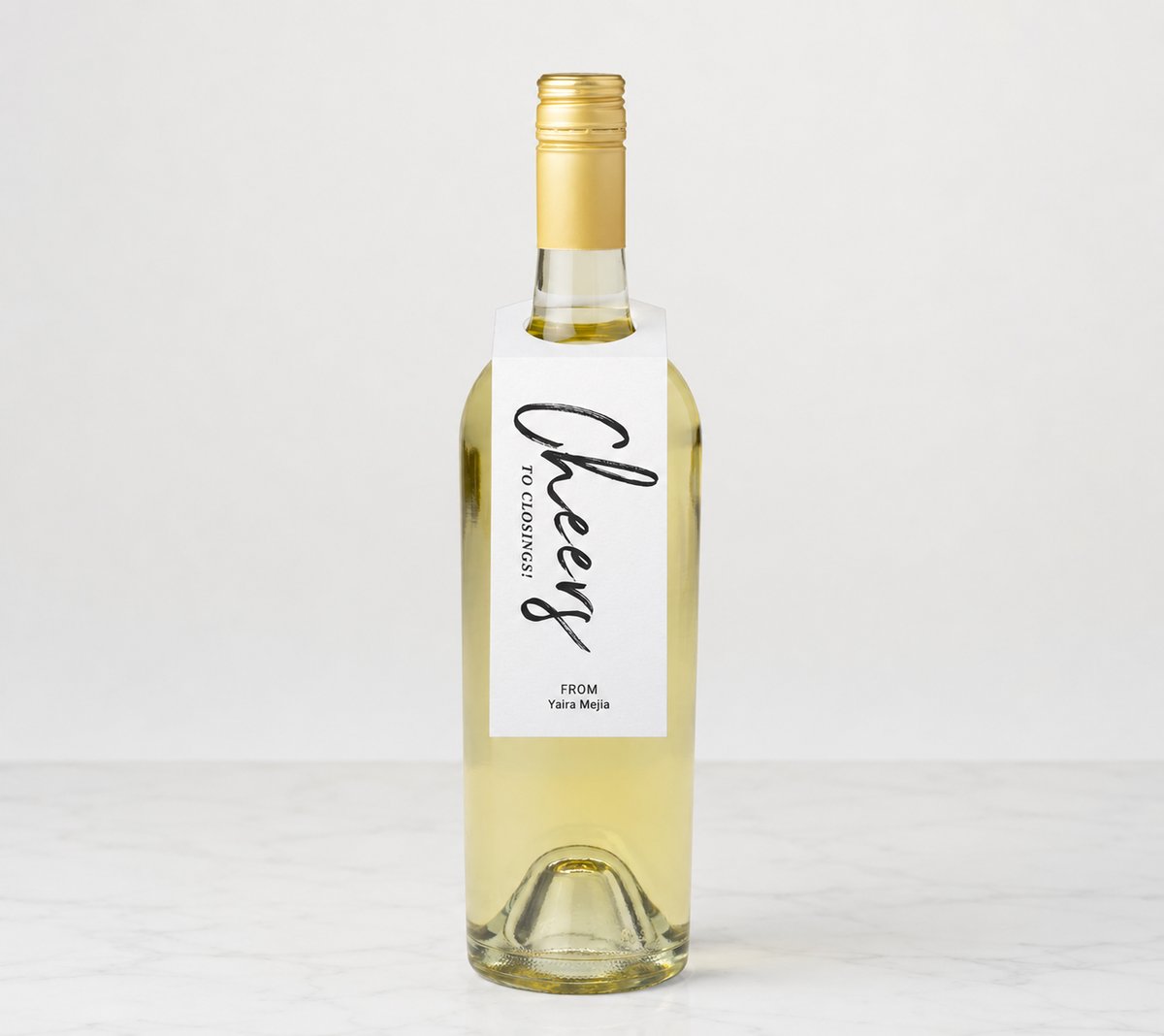 Custom Cheers to Closings wine bottle gift tag