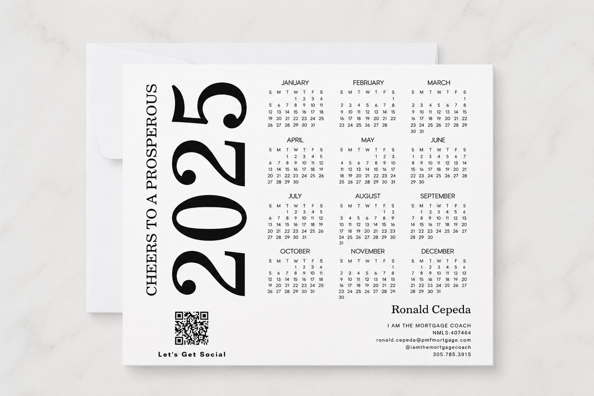Custom 2025 calendar keepsake card for a real estate professional